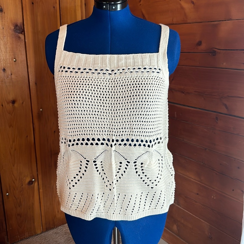 Lucky Brand Cream Crochet Tank Top Size L